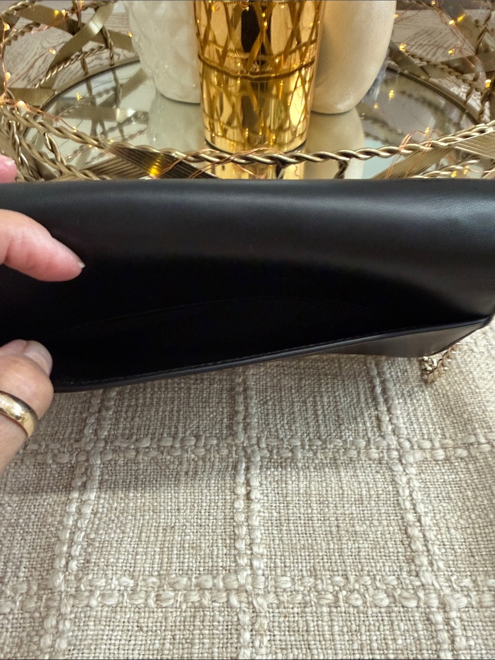 kate spade Black Leather Scallop Flap Crossbody with Gold Chain - Picture 3 of 6